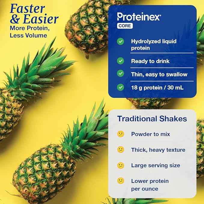 Proteinex Medical Grade Liquid Hydrolyzed Protein Max Strength - Supports Wound Healing and Doctor Recommended- No Carbs, Zero Sugars & Ready to Drink Liquid Protein (Natural Pina Colada, 30 Fl Oz)
