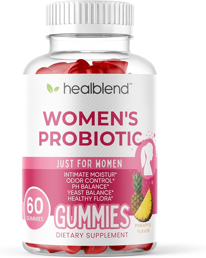 healblend Women’s Probiotic Gummies – Supports Intimate Health, Odor Control, pH & Yeast Balance, Digestive & Immune Support – Daily Probiotic Supplement for Women - Pineapple Flavor - 60 Count (1)