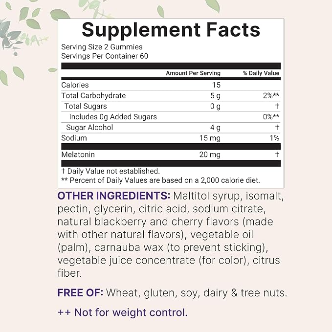 Micro Ingredients Melatonin 20mg Gummies for Adults, 120 Count | Sleep Aid 10mg Melatonin per Gummy | Sugar Free BlackBerry Cherry Flavor | No Drug + Non-Habit-Forming | Non-GMO, Gluten Free