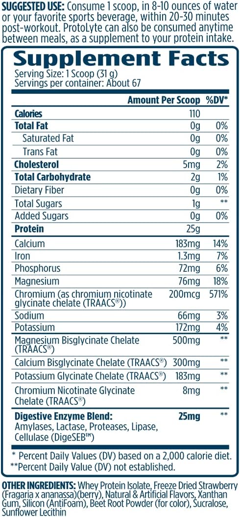 VMI Sports | ProtoLyte Whey Isolate Protein Powder | Low Calorie Whey for Weight Loss and Muscle Gain | Digestive Enzymes | Non-GMO (4.6 lb, Strawberry)
