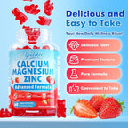 2 Pack Calcium Magnesium Zinc Gummies for Adult, Calcium Citrate with Vitamin D3, High Absorption Calcium Magnesium Supplement for Women & Men, Sugar-Free, Strawberry Flavor, 120 Count