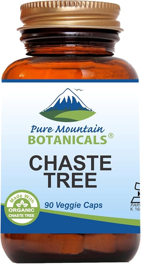 Pure Mountain Botanicals Chaste Tree Berry Capsules - Kosher Vegan Caps with 400mg Organic Vitex Chasteberry Supplement