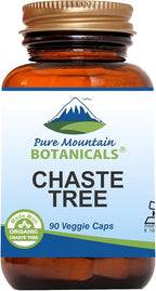 Pure Mountain Botanicals Chaste Tree Berry Capsules - Kosher Vegan Caps with 400mg Organic Vitex Chasteberry Supplement