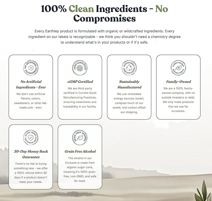 Earthley Wellness Candida Cleanse, Herbal Tincture for Yeast Overgrowth, Gut and Liver Support, Organic Digestive Balance Supplement (2 Oz)