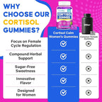Cortisol Supplements for Women, 0 Sugar Cortisol Gummies, Cortisol Reducer with Ashwagandha, Myo-Inositol, GABA & Saffron - Stress Relief, Hormone Balance & PMS, Cortisol Detox for Women, 300 Count