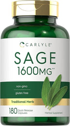 Carlyle Sage Supplement | 180 Capsules | High Potency | Non-GMO, Gluten Free