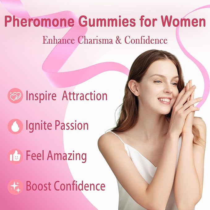 Pheromone Gummies for Women, Charisma & Confidence & Social Vibe,with Maca,Beetroot,Fenugreek,Slippery Elm,Parsley & L-Arginine, Sugar Free,Strawberry Flavor