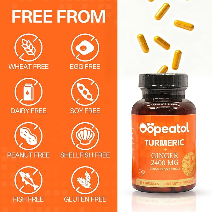 Turmeric Curcumin Supplement 2250mg with Black Pepper Extract | 95% Curcuminoids for Joint & Increase Body Protection, Antioxidant Supplement for Digestive Health