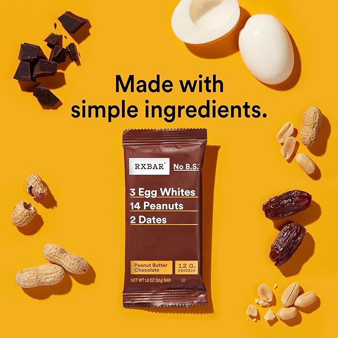 RXBAR Protein Bars, Protein Snack, Snack Bars, Peanut Butter Chocolate, 22oz Box (12 Count) (Pack of 2)