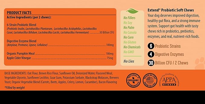 Extend Dog Joint Care Supplement (30 Count) + Probiotics Soft Chews (100 Count) | with Glucosamine, MSM, Type II Collagen Supports Hip, Joint, Gut & Immune Health - Made in USA