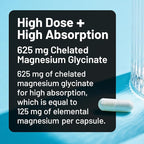 NatureWise Magnesium Glycinate 625 mg - High Absorption Chelated Magnesium Glycinate for Sleep, Relaxation, Muscle & Bones* - Gentle on Stomach, Vegan, Non-GMO - 30 Capsules[30-Day Supply]