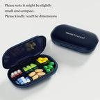 HyJeryty 6-Compartment Pill Organizer - Small Compact Daily & Travel Pill Case Container for Vitamins, Medication and Supplements - Portable Blue Medicine Pill Box Holder with Stylish Cute Design