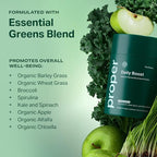 Proper, The Greens Daily Boost Organic Greens Powder. Whole Food, Apple Flavour Veggie Powder Superfood with Wheatgrass, Spirulina, Chlorella, Probiotics. Daily Drink Mix for Wellness and Digestion