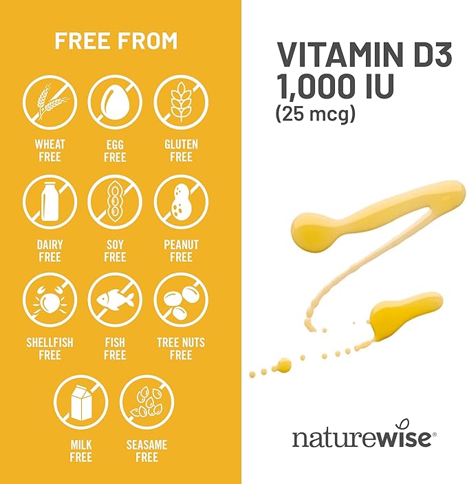 NatureWise Vitamin D3 1000iu (25 mcg) 90-Day Supply for Immune Support, Healthy Muscle Function, and Bone Health - Non-GMO, Gluten Free in Organic Extra Virgin Olive Oil, (Mini Softgel), 90 Count