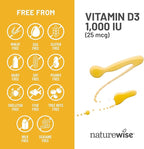 NatureWise Vitamin D3 1000iu (25 mcg) 200-Day Supply for Immune Support, Healthy Muscle Function, and Bone Health - Non-GMO, Gluten Free in Organic Extra Virgin Olive Oil, (Mini Softgel), 200 Count