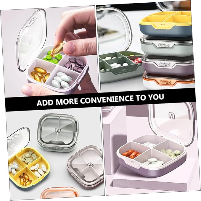 1Pc Mini Portable Medicine Storage Container Travel Case with Compartments Lightweight and Durable for Storing Pills Jewelry and More for Home Office