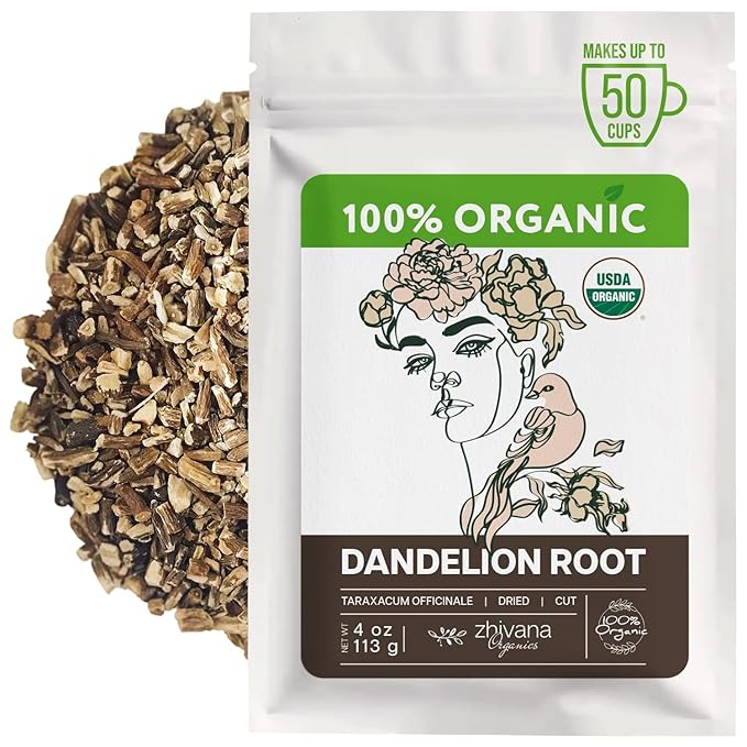 Dandelion Root Organic - Dandelion Tea - Diente de Leon Organico – Natural Cleansing, Gut Flora, Digestion, Liver, Skin – 4 oz