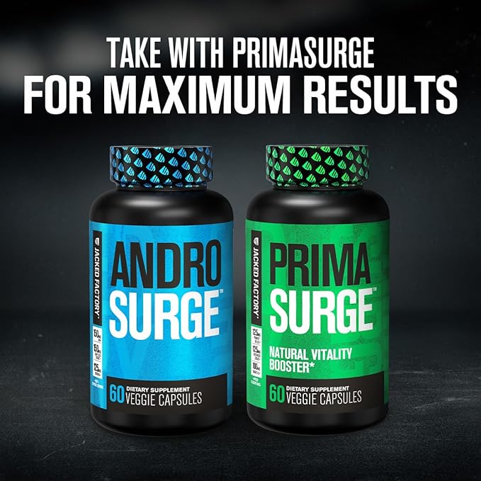 Jacked Factory Androsurge Estrogen Blocker for Men - Natural Testosterone Booster for Men & Estrogen Metabolizer with Tongkat Ali, DIM, Long Jack & More - Test Booster & Muscle Builder - 60 Count
