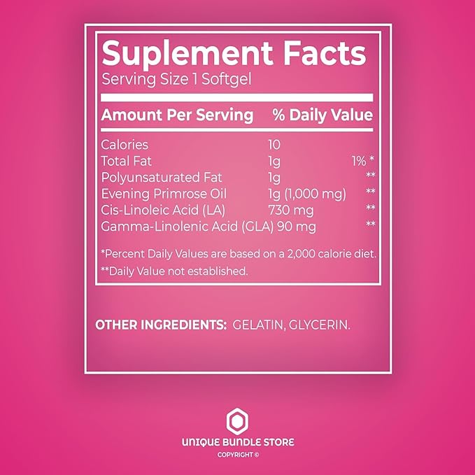 Evening Primrose Oil for Women 1000mg – 75 Softgels, Organic Evening Primrose Oil, Softgels with GLA Omega-6, Aceite De Onagra, Primerose Supplement for Skin & Wellness (Pack of 1)