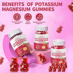 Potassium Magnesium Gummies Potassium Citrate 99mg Magnesium Citrate 250mg Magnesium Potassium Complex Supplement, Immune Support, 60 Raspberry Gummies