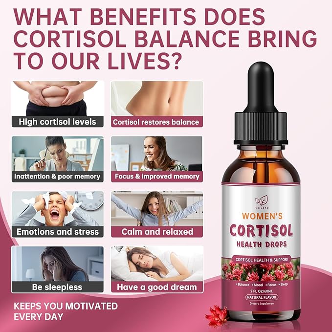 （2 Pack）Cortisol Manager Liquid Drops, Cortisol Supplements for Women, with magnesium ashwagandha, rhodiola rosea,l-theanine,Phosphatidylserine-Promote Relaxation and Support Mood- 30 Day Vegan Supply