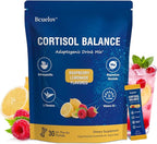 Cortisol Drink Mix, Cortisol Supplements for Women Men with Magnesium Glycinate, Ashwagandha, L-Theanine, Vitamin D 3 for Sleep & Relaxation, On The Go, 30 Ct (Raspberry Lemonade Flavor)