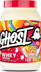 GHOST Whey Protein Powder, Lucky Charms Cereal Milk - 2LB, 25G of Protein - Whey Protein Isolate & Concentrate Blend - Post Workout Fitness & Nutrition Shakes, Smoothies & Baking - Soy & Gluten-Free