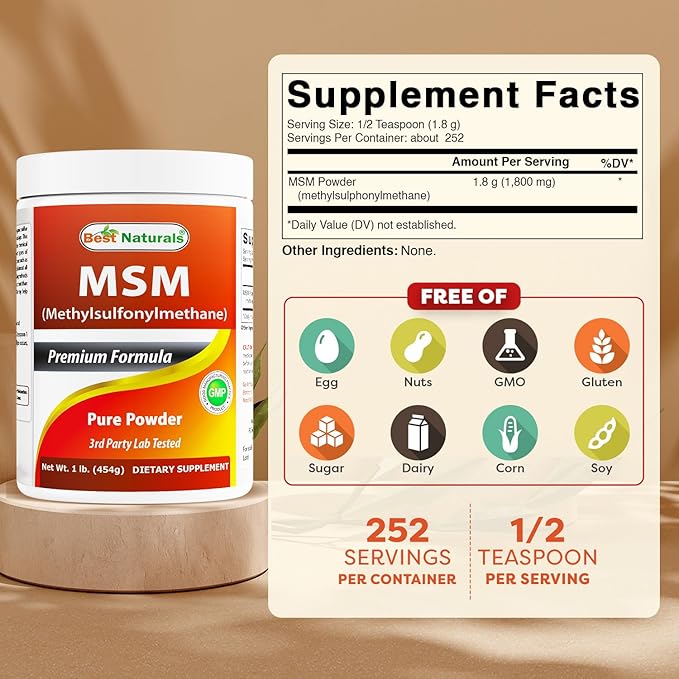Best Naturals 100% Pure MSM Powder, 1Lb