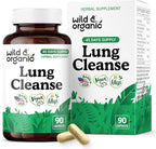 Wild & Organic Lung Cleanse Capsules - Lung Support Supplement with Mullein Leaf, Stinging Nettle, Angelica & Korean Panax Ginseng Powder - Vegan, No Fillers, Non-GMO - 90 Count