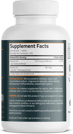 Bronson Vitamin K2 D3 (MK7) Supplement Non-GMO Formula Vitamin D3 5000IU (125 mcg) & 90 mcg K2 MK-7, Easy to Swallow D & K Complex, 200 Tablets