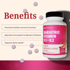 BioSchwartz Bariatric D3 K2 Dissolvable Tablets - 90 Cherry-Strawberry Tablets - Supports Bone Strength - Bariatric Vitamins for Women with Vitamin D3 5000 IU - Third Party Tested, 90 Servings