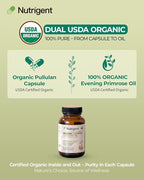 Organic Evening Primrose Oil Supplement, 940 mg 100% Pure with 10% GLA, High Absorption Liquid Organic Capsules, Promotes Women's Health & Skin Health, Cold Pressed, 60 Count
