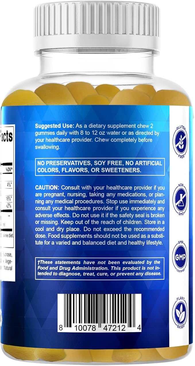 Vitamatic BCAA Gummies - Branch Chain Amino Acid Supplements - Peach Flavor - 600mg per Serving - 60 Vegan Pectin Based Gummies (1 Bottle)