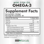 Built by Nature Omega 3 Mini Fish Oil – Re-esterified Triglyceride Form (rTG) – High Omega-3 1680mg, EPA and DHA - Small & Easier to Swallow – 90 Softgels