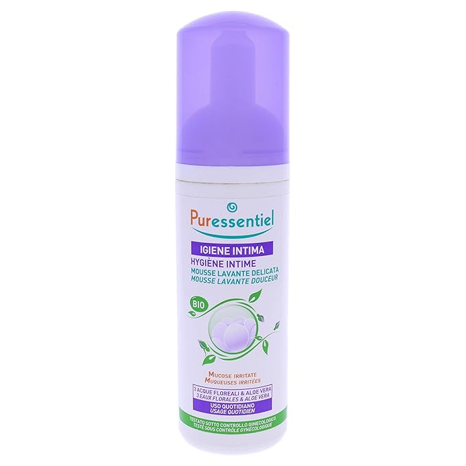 Puressentiel Feminine Wash Ph Balance Vaginial Gentle Cleansing Foam for Womens Hygiene 99.6% Natural Origin Organic Vegan EcoCertified Made in France fl oz, Unscented, 5.5 Ounce
