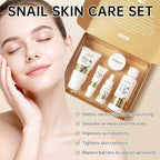 Snail Skin Care Set with Red Ginseng - 5PCS Korean Skin Care Set with Facial Cleanser, Toner, Serum, Eye Cream & Face Cream - Moisturizing and Smoothing Skin - Skincare Gifts for Women Teen Girls