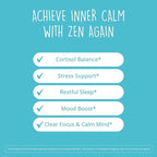 Zen Again Cortisol Manager with Ashwagandha KSM-66® | Cortisol Supplements for Women | 11-in-1 Complex | Natural Stress Support Supplement with L-Theanine, Rhodiola & Magnesium | Vegan, 60 Ct