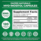 Zazzee 40:1 Ratio Myo and D-Chiro Inositol Supplement for Women | Myo Inositol Capsules Plus D-Chiro for Cycle Regulation Ovarian Support & Overall Hormone Balance for Women - Vegan & ISO Lab Tested