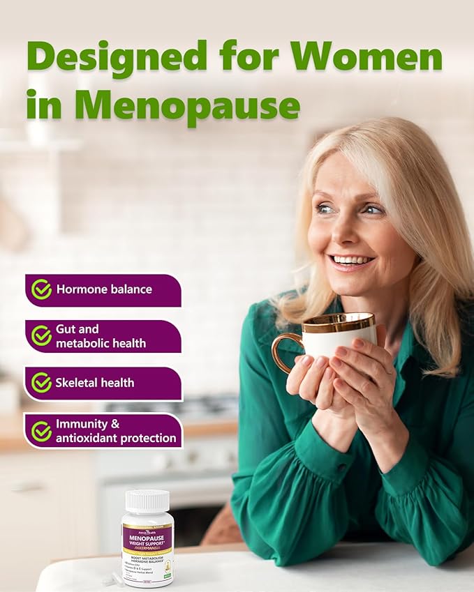 Menopause Supplements for Women 60 Billion with Akkermansia Probiotic & Prebiotic, Vitamin D & E for Hormone Balance, Metabolism, Gut Health Hot Flashes & Night Sweats - Non-GMO | 60 Caps