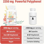 67,500 MG Polyphenols Supplement - Powerful Antioxidants & Polyphenol for Age Defense, Polyphenol Superfood, Quercetin, Resveratrol, Plant-Based & Energy, Immune Support, 90 Capsules