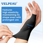 VELPEAU Thumb and Wrist Compression Sleeve for Tendonitis (Pack of 2), Seamless Technology, Gloves Wraps for Arthritis Pain Relief for Women & Men, Splint Liner, Fits Both Hands (Black, Long Version, M)