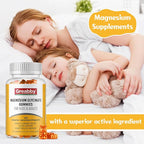 Magnesium Glycinate Gummies for Kids & Adults - Magnesium Glycinate 300mg Chewable Supplement - Promotes Sleep, Muscle, Relaxation (60Count)