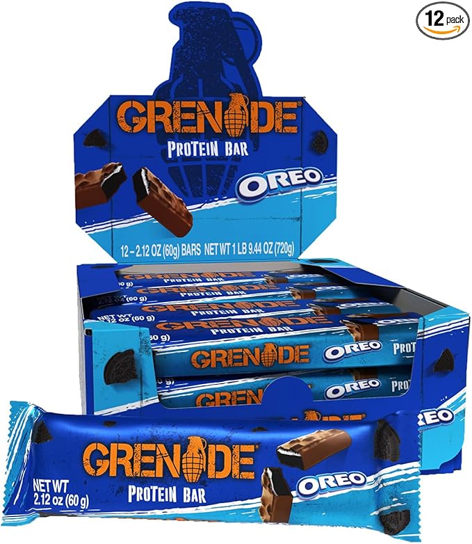 Grenade OREO Milk Chocolate High Protein Bar, 20g Protein and 1 g Sugar per Snack Bar, 12 Count, 2.1 oz Bars