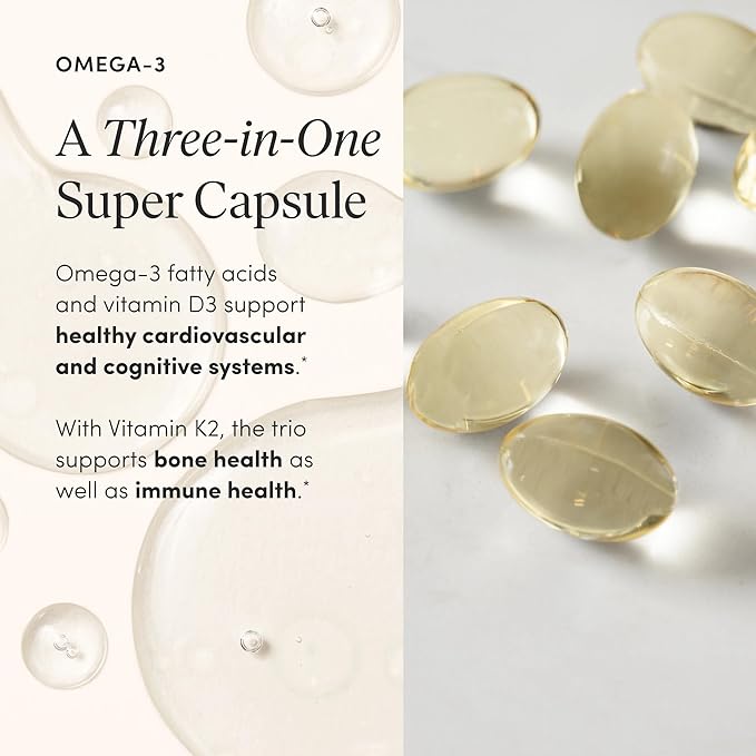 The 'Pause Life Omega 3, Vitamin D & K2, Gluten Free Supplement, Fish Oil and Vitamin Formula, Immune Support, Daily Wellness Routine, Natural Ingredients, Dairy Free, Unflavored, 120 Softgels