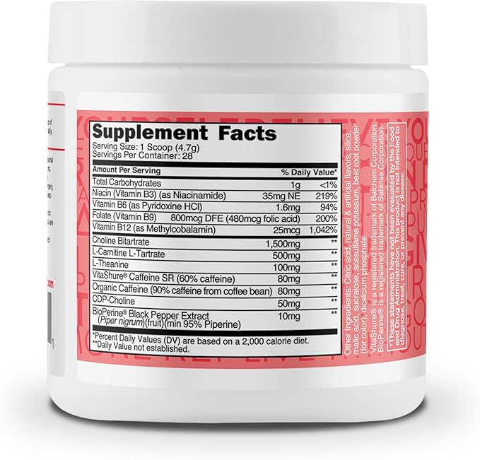 TransformHQ Energy & Focus Powder (Strawberry Lemonade) - Boost Shot Clean Energy Drink Mix - Sugar Free - Non-GMO, Gluten-Free, 28 Servings