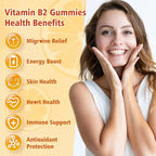 2 Pack Vitamin B2 Gummies - Riboflavin 400mg for Kids & Adults, Migraine Relief & Headache Relief, Vegan, Sugar-Free, Orange Flavor, 120 Gummies