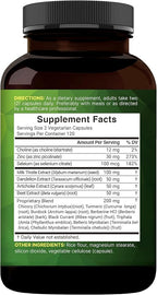 Liver 15-in-1 Complex, 240 Veggie Capsules | Herbal & Mineral Blend - Milk Thistle, Dandelion Root, Artichoke, Black Currant Oil, Turmeric, Chicory, Zinc, Choline, & More | Non-GMO