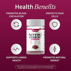 Snap Supplements Nitric Oxide Gummies - Beet Root Extract 300mg, Sugar Free Beetroot Supplement with Pomegranate Powder for Circulation & Natural Energy, 60 Vegan Gummies, Cherry Flavor