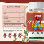 ABYSSUS Psyllium Gummies – Psyllium Husk Fiber Supplement 1500mg for Digestive Health, Sugar Free Chewable Bloating Relief & Regularity, Peach, 60 Count