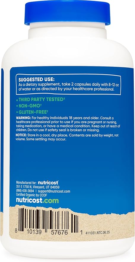 Nutricost Organic Resveratrol (600mg) 120 Capsules - USDA Organic, CCOF Certified, Vegan, GMO-Free, Gluten-Free, 60 Servings